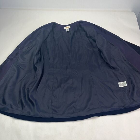 Vintage Talbots Navy Velvet Blazer button Jacket V neck Collarless Size 12 - Picture 7 of 15